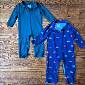 Little Sleepies Play Christmas and Forest green Long Sleeve Polo romper 12-18 mo